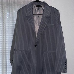 PrettyLittleThing Charcoal grey pinstripe oversized dad blazer